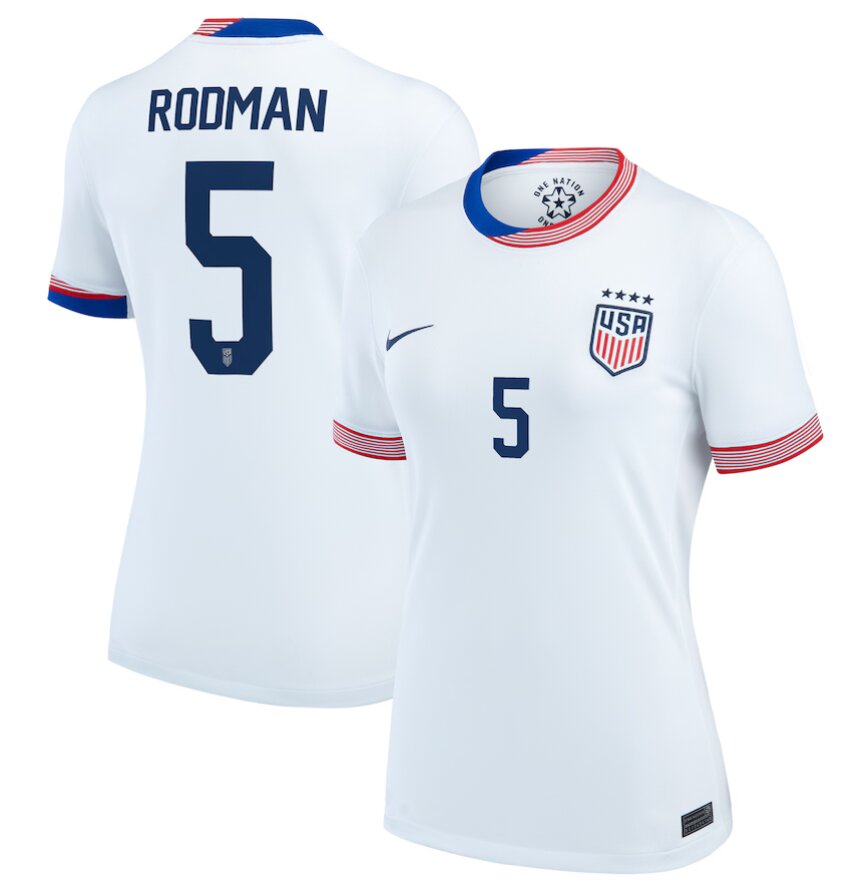 Women Nike #5 Trinity Rodman White USWNT 2024 Home Jersey->women soccer jersey->Women Jersey